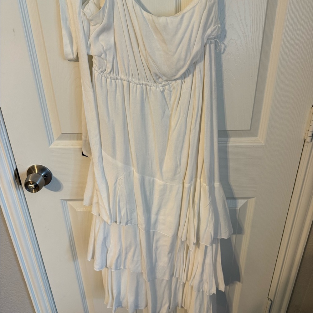 Lulu's White Asymmetrical Ruffle Dress - Picture 4 of 4